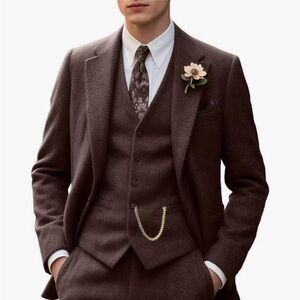 Classic Brown Men's Suit Tweed 3 peice